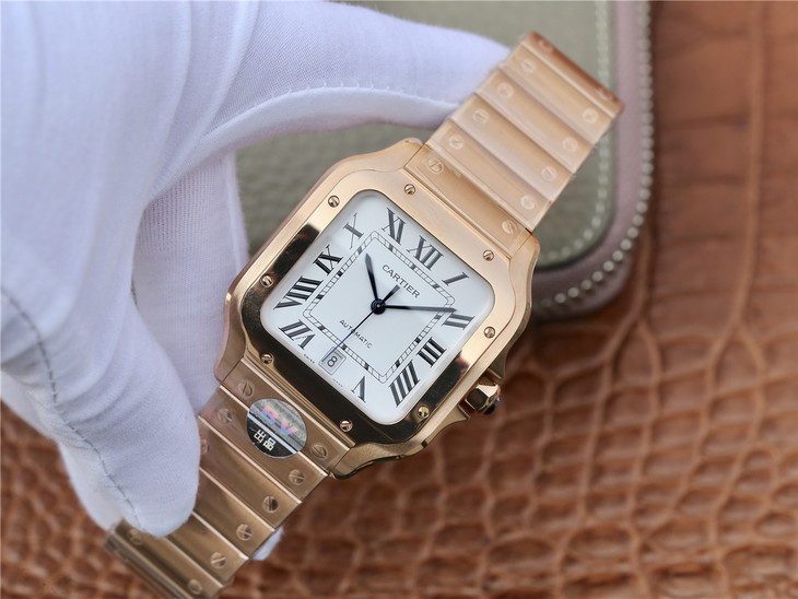 BV Factory Replica Cartier Santos 100 XL 40mm Ros Gold Watch with ...