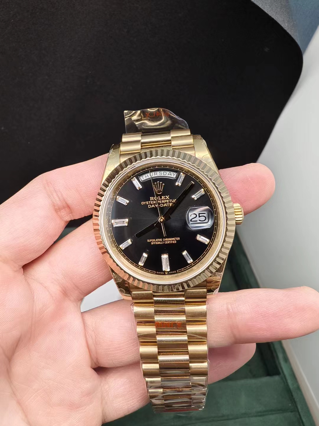 GM Factory Replica Rolex Day-Date Yellow Gold Diamond Watch V3 ...